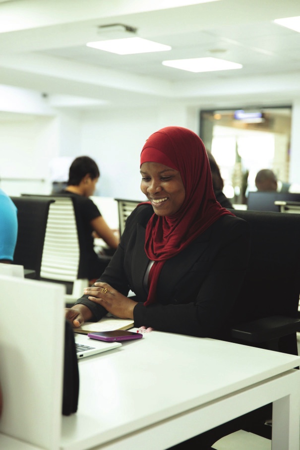A ProvidusUnity Bank colleague at her desk